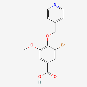 molecular formula C14H12BrNO4 B13150668 3-Bromo-5-methoxy-4-(pyridin-4-ylmethoxy)benzoic acid 