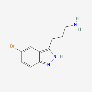 molecular formula C10H12BrN3 B13150689 3-(5-Bromo-1H-indazol-3-yl)propan-1-amine 