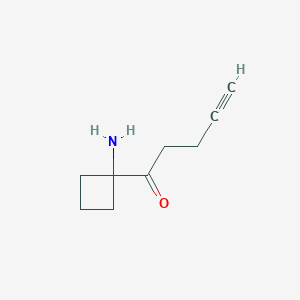 molecular formula C9H13NO B13150691 1-(1-Aminocyclobutyl)pent-4-yn-1-one 