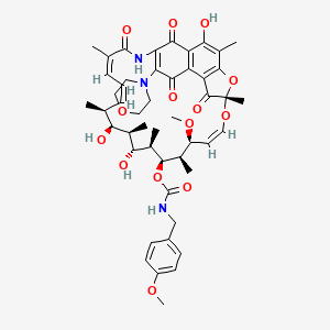 molecular formula C48H59N3O14 B13150853 25-O-Desacetyl-(4-methoxybenzylaminocarbonyl)3-morpholinorifamycins 