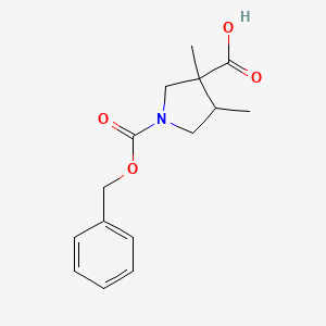 molecular formula C15H19NO4 B13150868 1-[(Benzyloxy)carbonyl]-3,4-dimethylpyrrolidine-3-carboxylic acid 