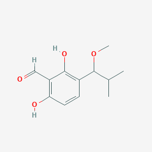 molecular formula C12H16O4 B13150988 2,6-Dihydroxy-3-(1-methoxy-2-methylpropyl)benzaldehyde CAS No. 625831-22-3