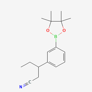 molecular formula C17H24BNO2 B13151013 3-(3-(4,4,5,5-Tetramethyl-1,3,2-dioxaborolan-2-yl)phenyl)pentanenitrile 