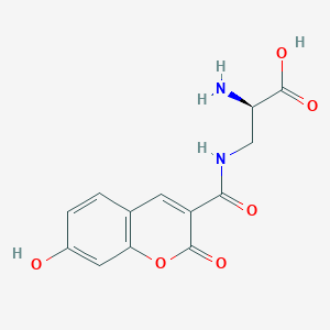 molecular formula C13H12N2O6 B13151106 (R)-2-amino-3-(7-hydroxy-2-oxo-2H-chromene-3-carboxamido)propanoic acid 