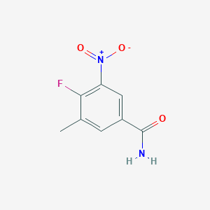 molecular formula C8H7FN2O3 B13151115 4-Fluoro-3-methyl-5-nitrobenzamide 