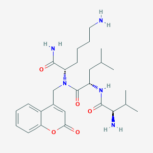 molecular formula C27H41N5O5 B13151129 D-Valyl-L-leucyl-N-[(2-oxo-2H-1-benzopyran-4-yl)methyl]-L-lysinamide 