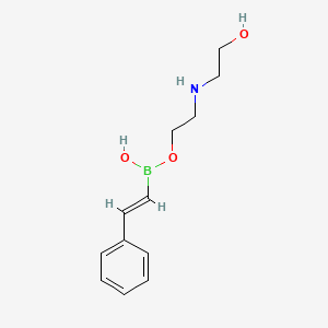 molecular formula C12H18BNO3 B13151166 2-((2-Hydroxyethyl)amino)ethyl hydrogen styrylboronate 