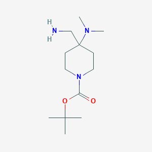 molecular formula C13H27N3O2 B13151195 Tert-butyl 4-(aminomethyl)-4-(dimethylamino)piperidine-1-carboxylate 