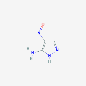 molecular formula C3H4N4O B13151339 4-nitroso-1H-pyrazol-5-amine 