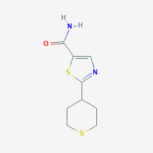 molecular formula C9H12N2OS2 B13151341 2-(Tetrahydro-2H-thiopyran-4-yl)thiazole-5-carboxamide 