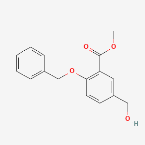 molecular formula C16H16O4 B13151374 5-(Hydroxymethyl)-2-(phenylmethoxy)-benzoic acid methyl ester 