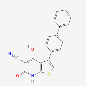 molecular formula C20H12N2O2S B13151474 3-([1,1'-Biphenyl]-4-yl)-4-hydroxy-6-oxo-6,7-dihydrothieno[2,3-b]pyridine-5-carbonitrile 