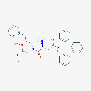 molecular formula C38H45N3O4 B13151528 (S)-2-Amino-N1-(2,2-diethoxyethyl)-N1-(3-phenylpropyl)-N4-tritylsuccinamide 