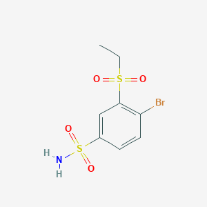 molecular formula C8H10BrNO4S2 B13151549 4-Bromo-3-(ethanesulfonyl)benzene-1-sulfonamide 