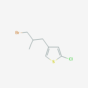 molecular formula C8H10BrClS B13151584 4-(3-Bromo-2-methylpropyl)-2-chlorothiophene 