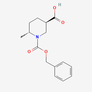 molecular formula C15H19NO4 B13151645 trans-1-[(Benzyloxy)carbonyl]-6-methylpiperidine-3-carboxylic acid 