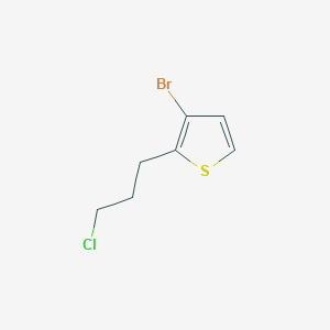 molecular formula C7H8BrClS B13151650 3-Bromo-2-(3-chloropropyl)thiophene 