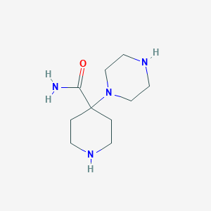 molecular formula C10H20N4O B13151699 4-(Piperazin-1-YL)piperidine-4-carboxamide 