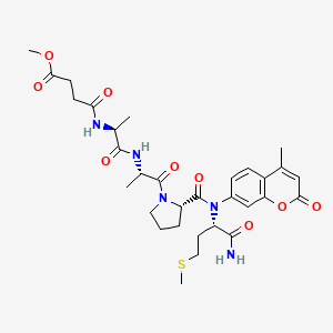 molecular formula C31H41N5O9S B13151702 methyl 4-[[(2S)-1-[[(2S)-1-[(2S)-2-[[(2S)-1-amino-4-methylsulfanyl-1-oxobutan-2-yl]-(4-methyl-2-oxochromen-7-yl)carbamoyl]pyrrolidin-1-yl]-1-oxopropan-2-yl]amino]-1-oxopropan-2-yl]amino]-4-oxobutanoate 