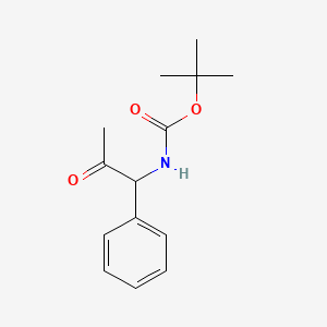 molecular formula C14H19NO3 B13151716 N-(2-oxo-1-phenyl-1-propyl)-carbamic acid tert-butyl ester 