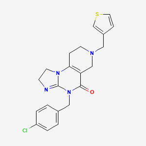 4-(4-Chlorobenzyl)-7-(thiophen-3-ylmethyl)-1,2,6,7,8,9-hexahydroimidazo[1,2-a]pyrido[3,4-e]pyrimidin-5(4H)-one