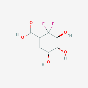 molecular formula C7H8F2O5 B13151744 (3R,4R,5S)-6,6-Difluoro-3,4,5-trihydroxycyclohex-1-enecarboxylic acid CAS No. 701211-73-6