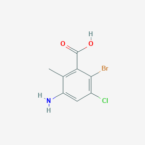 molecular formula C8H7BrClNO2 B13151837 3-Amino-6-bromo-5-chloro-2-methylbenzoic acid 