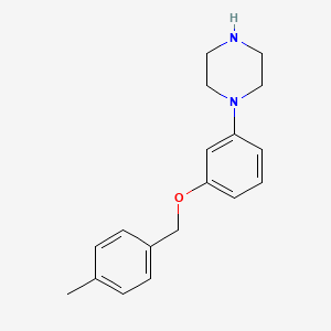 molecular formula C18H22N2O B13151840 1-{3-[(4-Methylphenyl)methoxy]phenyl}piperazine 