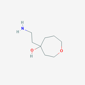 molecular formula C8H17NO2 B13152019 4-(2-Aminoethyl)oxepan-4-ol 