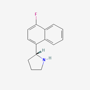 molecular formula C14H14FN B13152035 Pyrrolidine,2-(4-fluoro-1-naphthalenyl)-,(2R)- 