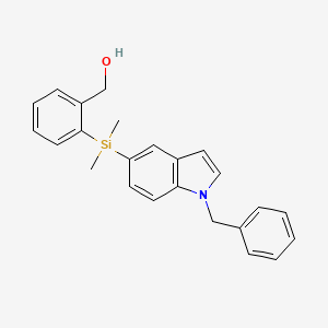 molecular formula C24H25NOSi B13152076 (2-((1-Benzyl-1H-indol-5-yl)dimethylsilyl)phenyl)methanol 