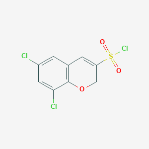 molecular formula C9H5Cl3O3S B13152133 6,8-dichloro-2H-chromene-3-sulfonyl chloride 