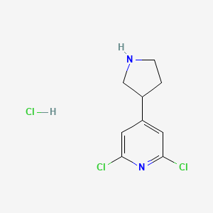 molecular formula C9H11Cl3N2 B13152226 2,6-Dichloro-4-(pyrrolidin-3-YL)pyridine hcl 