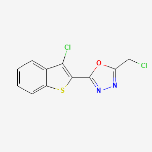 molecular formula C11H6Cl2N2OS B13152310 2-(3-Chloro-1-benzothien-2-yl)-5-(chloromethyl)-1,3,4-oxadiazole 