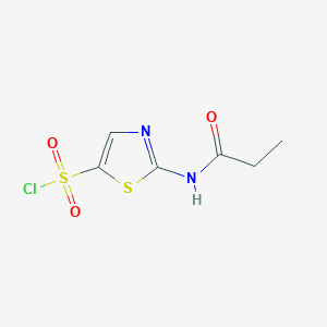 molecular formula C6H7ClN2O3S2 B13152379 2-Propanamido-1,3-thiazole-5-sulfonyl chloride 