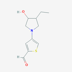 molecular formula C11H15NO2S B13152405 4-(3-Ethyl-4-hydroxypyrrolidin-1-yl)thiophene-2-carbaldehyde 