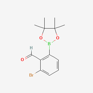 molecular formula C13H16BBrO3 B13152440 2-Bromo-6-(4,4,5,5-tetramethyl-1,3,2-dioxaborolan-2-yl)benzaldehyde CAS No. 1844839-23-1