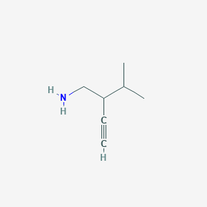 molecular formula C7H13N B13152468 3-(Aminomethyl)-4-methylpent-1-yne 