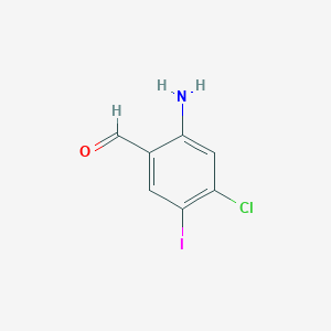 molecular formula C7H5ClINO B13152504 2-Amino-4-chloro-5-iodobenzaldehyde 