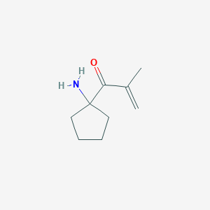 molecular formula C9H15NO B13152512 1-(1-Aminocyclopentyl)-2-methylprop-2-en-1-one 