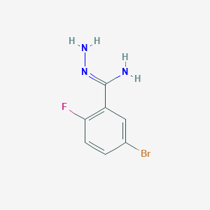 molecular formula C7H7BrFN3 B13152581 5-Bromo-2-fluorobenzimidohydrazide 