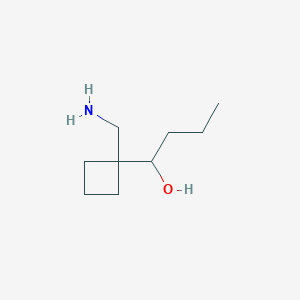 molecular formula C9H19NO B13152591 1-[1-(Aminomethyl)cyclobutyl]butan-1-ol 