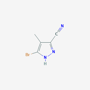 molecular formula C5H4BrN3 B13152701 5-Bromo-4-methyl-1H-pyrazole-3-carbonitrile 