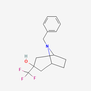 molecular formula C15H18F3NO B13152720 8-Benzyl-3-(trifluoromethyl)-8-azabicyclo[3.2.1]octan-3-ol 