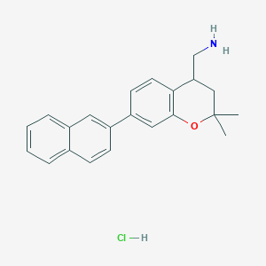 molecular formula C22H24ClNO B13152819 (2,2-Dimethyl-7-(naphthalen-2-yl)chroman-4-yl)methanamine hydrochloride CAS No. 1956381-89-7