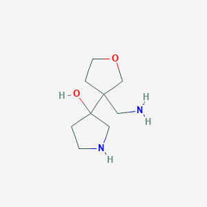 molecular formula C9H18N2O2 B13152885 3-[3-(Aminomethyl)oxolan-3-yl]pyrrolidin-3-ol 