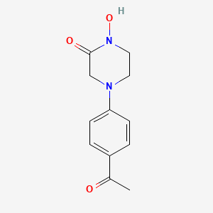 molecular formula C12H14N2O3 B13153064 4-(4-Acetylphenyl)-1-hydroxypiperazin-2-one 