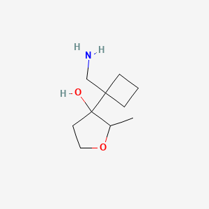 molecular formula C10H19NO2 B13153231 3-[1-(Aminomethyl)cyclobutyl]-2-methyloxolan-3-ol 