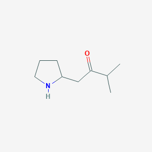 molecular formula C9H17NO B13153258 3-Methyl-1-(pyrrolidin-2-YL)butan-2-one 