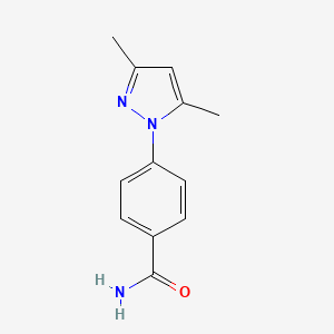 molecular formula C12H13N3O B13153302 4-(3,5-Dimethyl-1H-pyrazol-1-yl)benzamide 